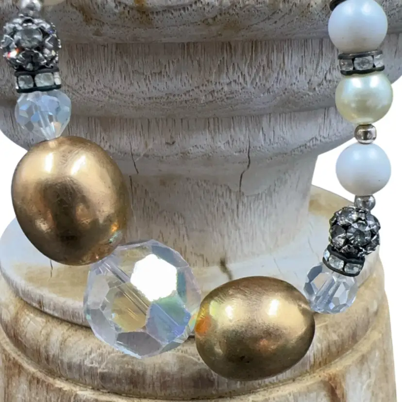 Made By Me, Traci Vintage Angel Made With Retired Vintage Jewelry Stretch Bracelet One Of A Kind Due To Being Built With Vintage Jewelry