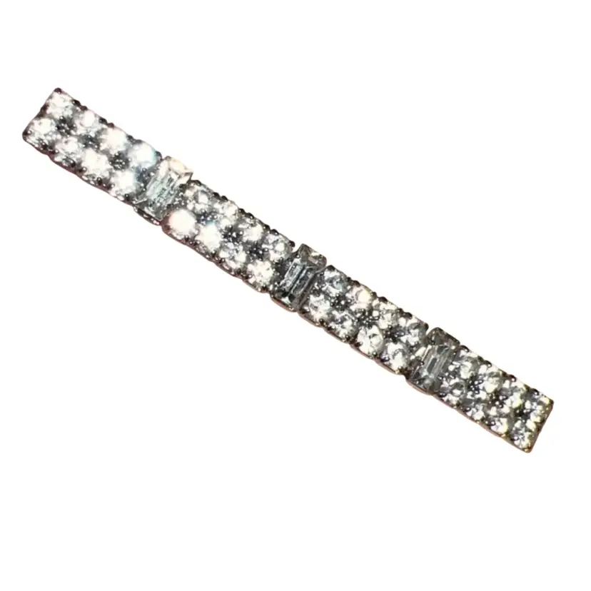 Vintage Art Deco Rhinestone Bar Brooch 2.5”