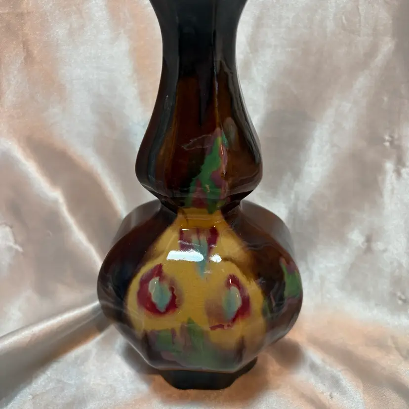 MCM Hand Painted Vase 8” tall Made France Marked