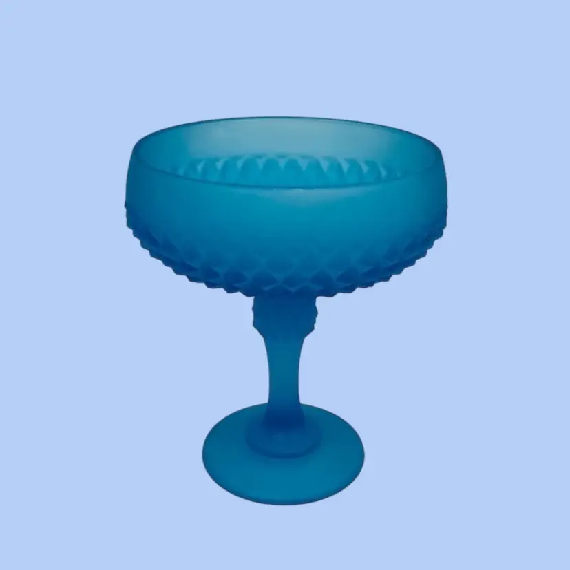 #163- Compote Candy Dish Diamond Point Pedestal By Indianna Glass