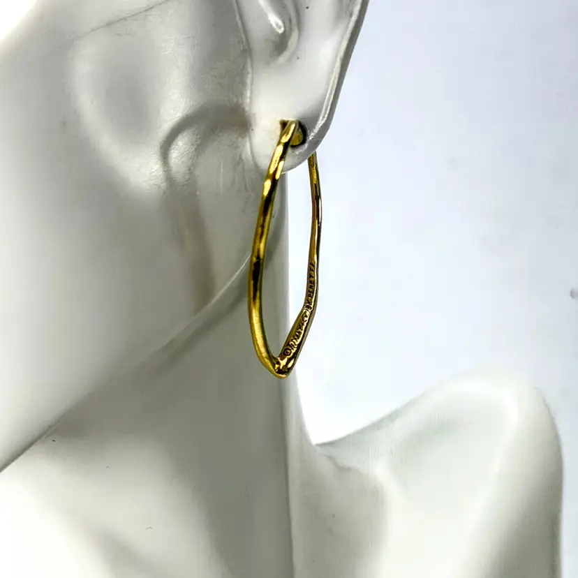 Tiffany & Co Elsa Peretti 18K Gold Large Open Heart Hoop Earrings JR2028