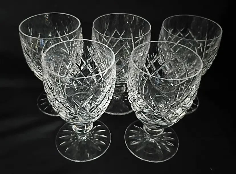 5 Waterford Water Glasses ~ Donegal Goblets ~ 5.25” Stemware ~ Ireland