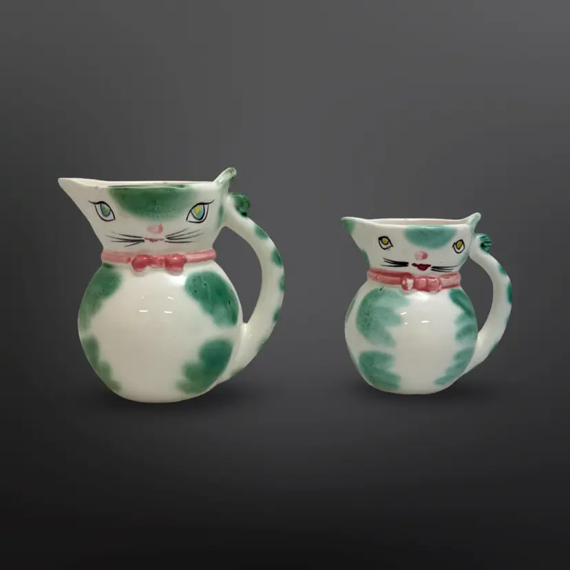 Vintage Lipper And Mann Kitschy Cat Creamer Pitchers 1959s Japan