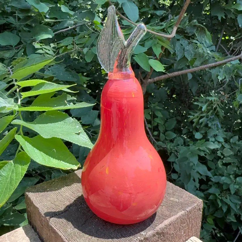 Hand Blown 8” Art Glass Pear