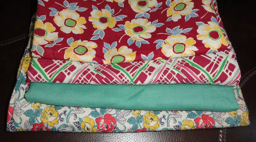 4 Feedsacks Flour Bag Fabric ~ Full Unopen ~ Yellow Teal Maroon Assorted Designs