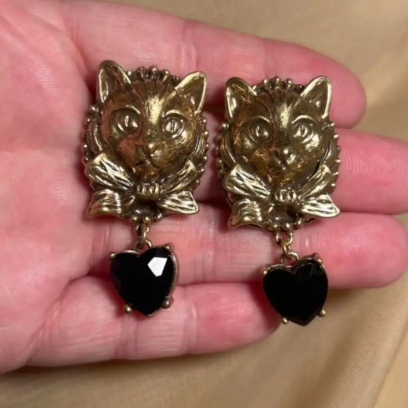 Gold Cat Earrings