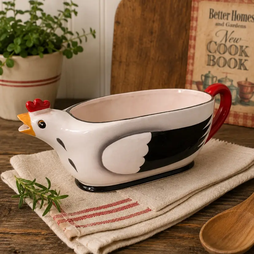 Vintage Holt Howard Coq Rouge Chicken Gravy Boat
