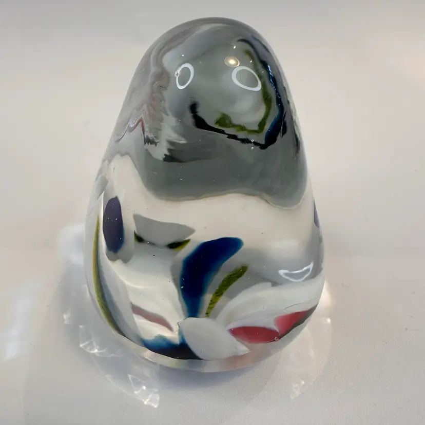 Signed Abstract Art Glass Paperweight