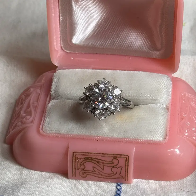 Sterling Silver Cluster Ring Sz 7.25