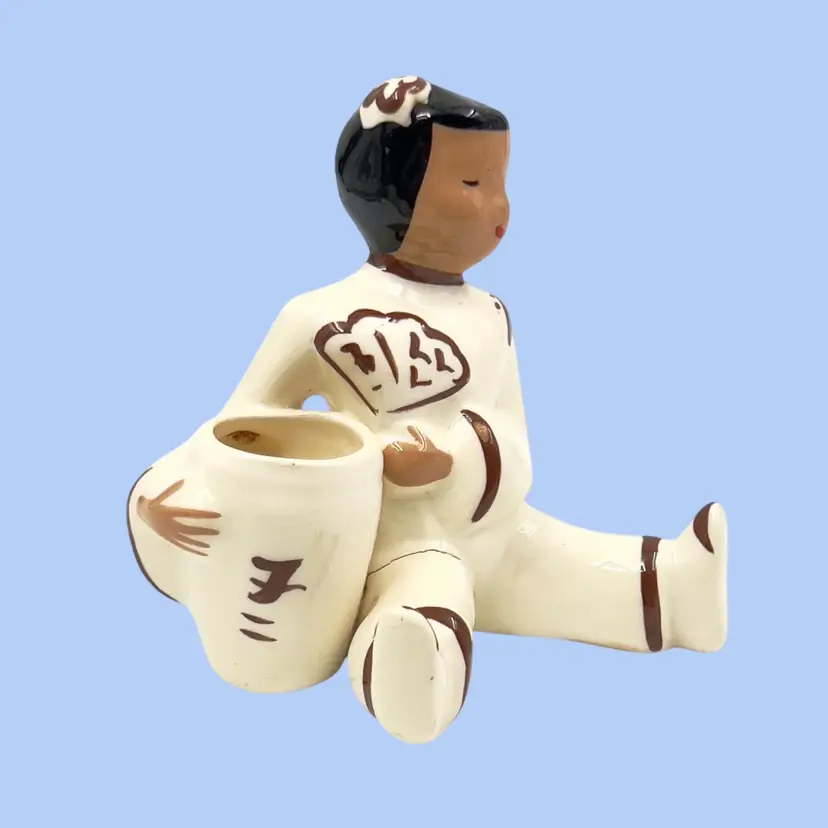 #267- Pottery Toothpick Match Holder 
Figurine Girl w/Basket Folk Art
Mini Planter- Rescue Me⛑️ 
SEE PHOTOS