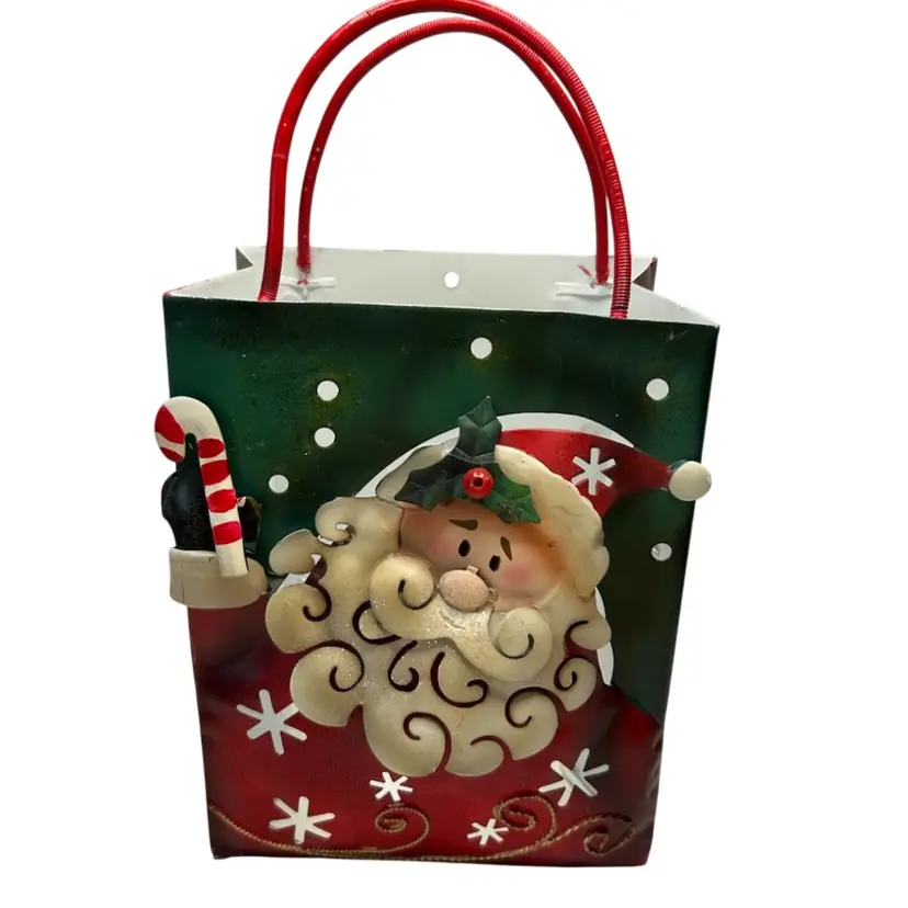 Metal Santa Gift bag 10x5 1/2x3 1/2