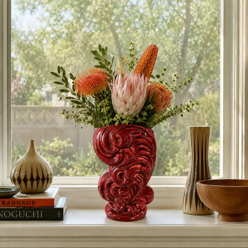 Vintage Royal Haeger "Feather" Vase, Designed with a Prominent, Sculptural Feather Motif