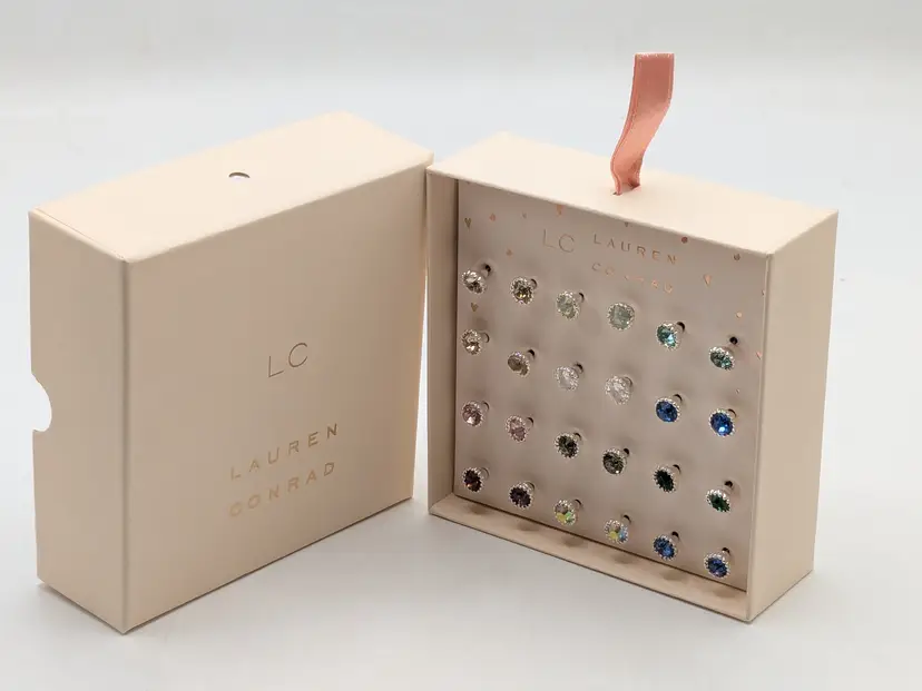 Lauren Conrad Silver Tone Colorful 12-Pair Stud Earring Set NIB