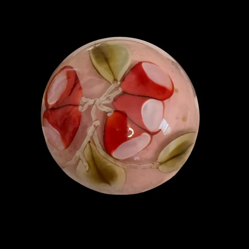 Vintage Paperweight Trumpet Flower Has A Small Scratch. Magnified In Picture