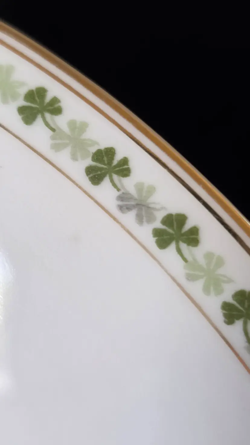 ☀️ Antique Pirkenhammer Austrian Porcelain Shamrock Handled Serving Plate