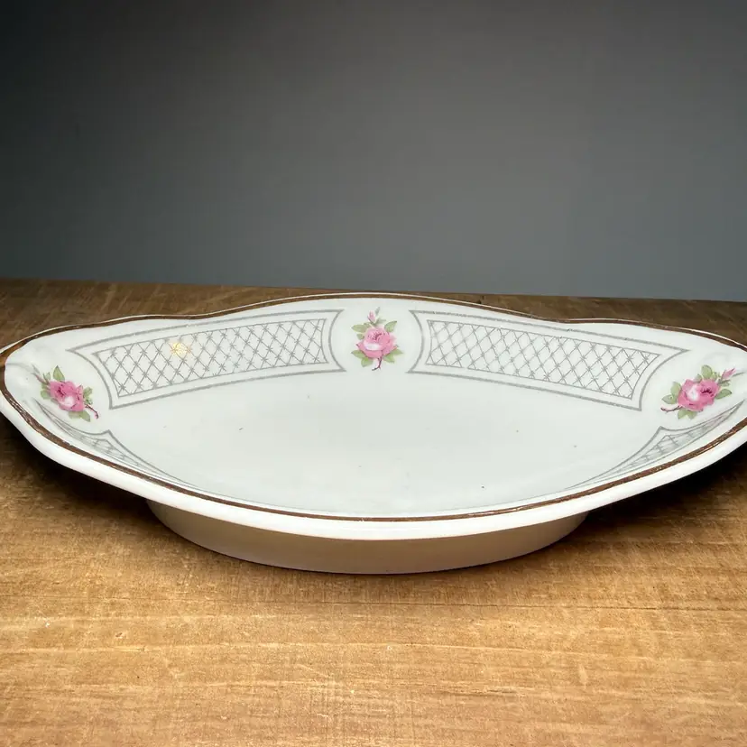 Lamberton China L. Barth & Son Vintage Porcelain Serving Dish with Floral Pattern