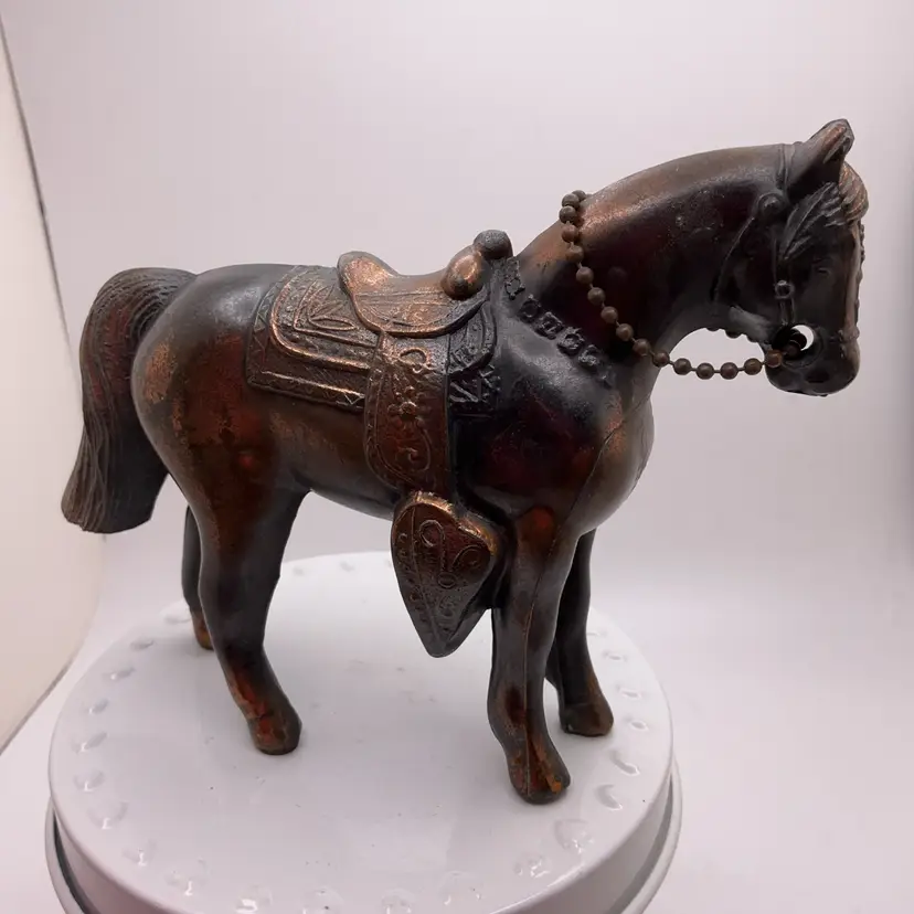 POW1 VTG AS IS Metal Horse Figurine 4” x 6” Hollow