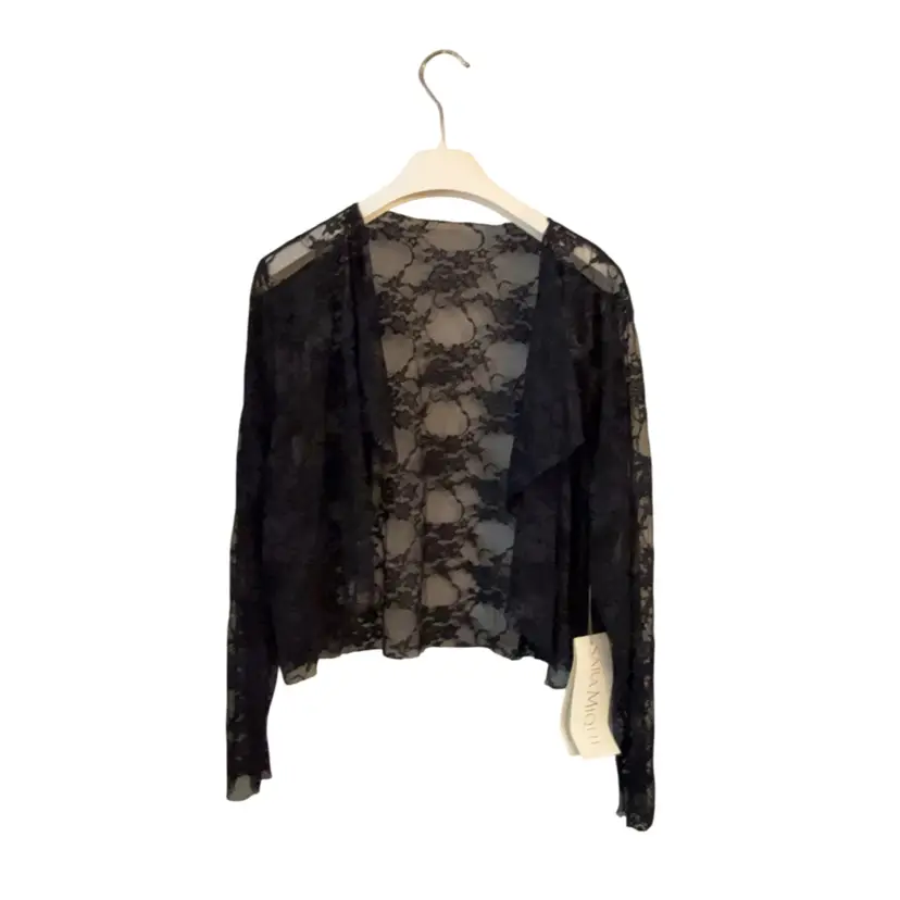 New Old Stock Designer Sara Mique Sheer Floral Lace Bolero Shrug Size XL Retail $665.