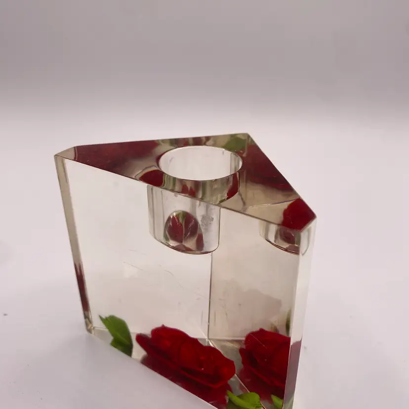 Vintage Mid-Century Modern Reverse-Carved Lucite Multi-Station Vanity Holder