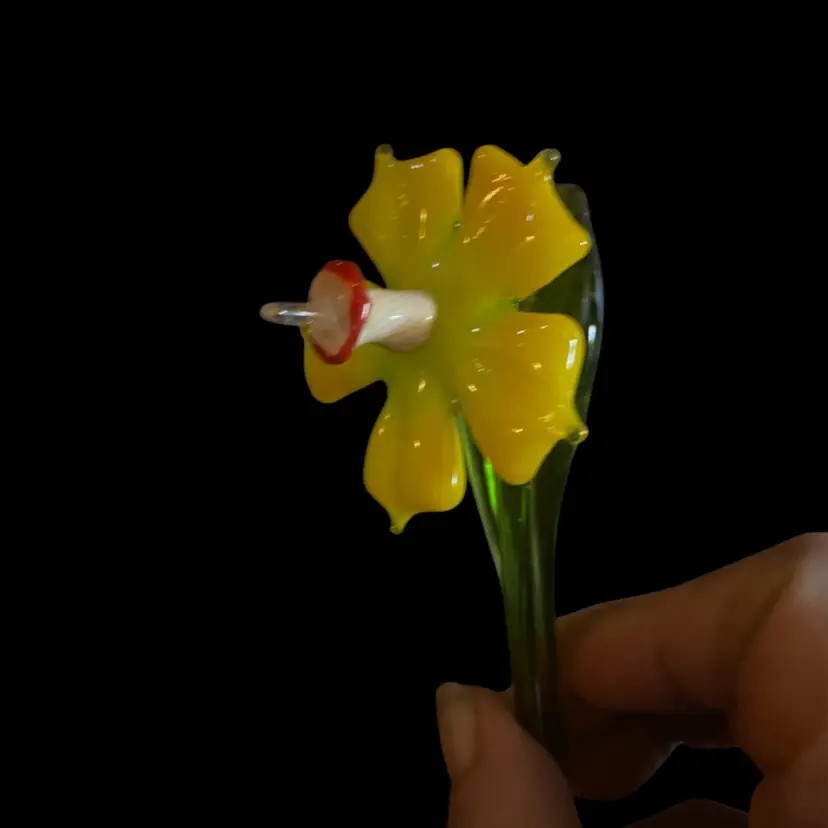 #52- Just In From Ukraine 9 Inch Hand Blown Glass Flowers As Pictured