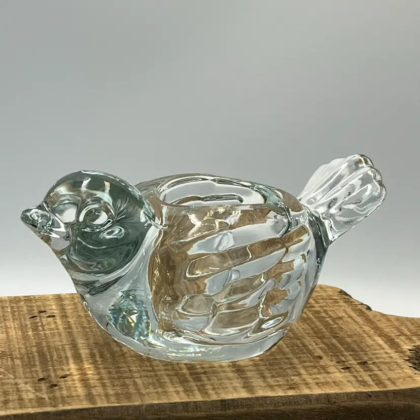 Indiana Glass Crystal Bird Votive Holder