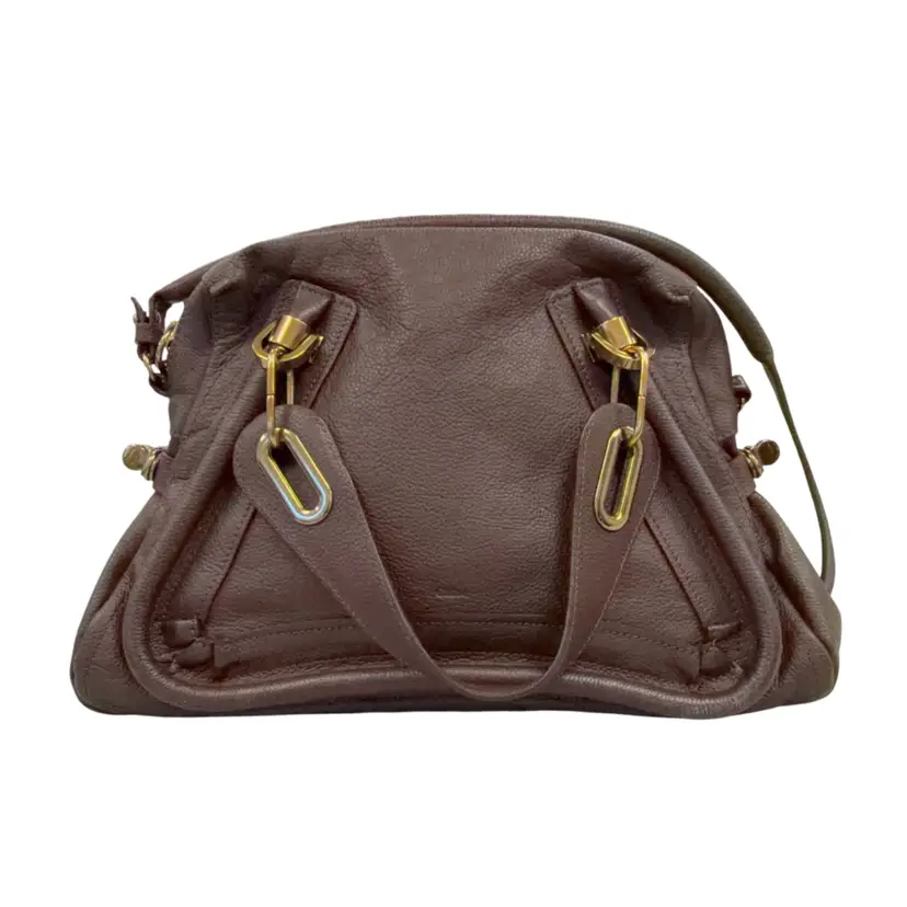 Chloe Paraty Brown Pebbled Leather Shoulder Bag