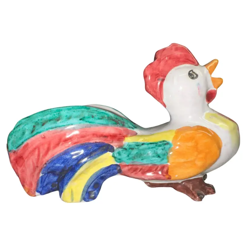 Italian Rooster Catchall Trinket Dish Or Planter AS IS