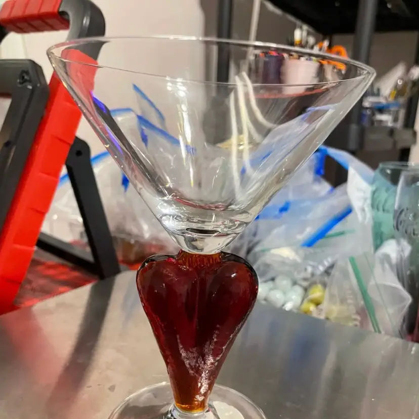 Hand Blown SIGNED Martini Glass