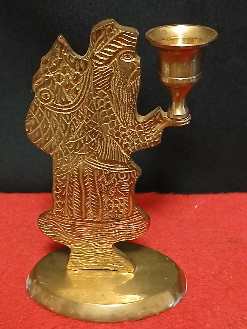 Vintage Brass Santa Candle Holder
