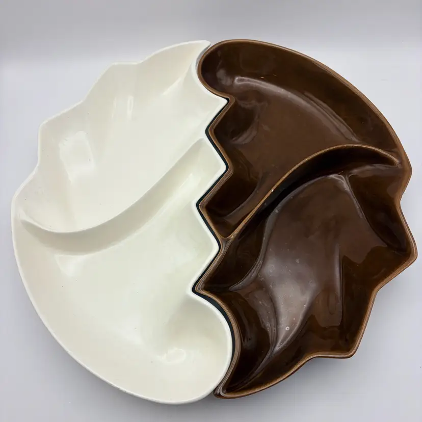Vintage, MCM, California Pottery Frazier 614, Brown/White Serving Dishes Thanksgiving