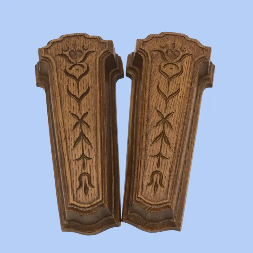 #228- Pair Wall Pocket Folk Art Symbols Homco 1980s