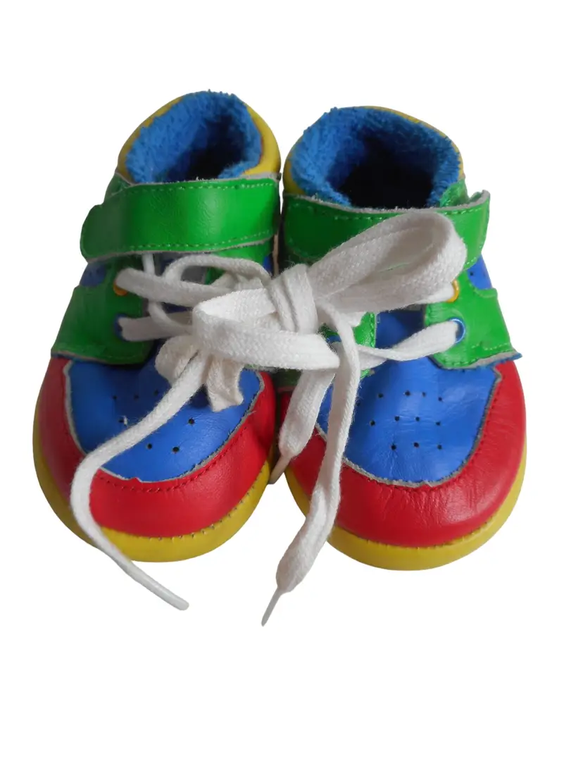 Baby Deer Size 2 Multicolor Leather Baby Shoes tie and hook and loop close
