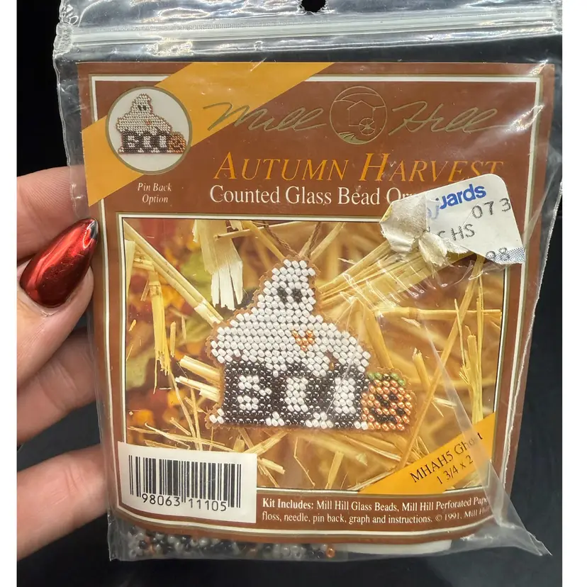 Autumn Harvest Vintage Mill Hill Glass Bead Boo Ghost Ornament Kit