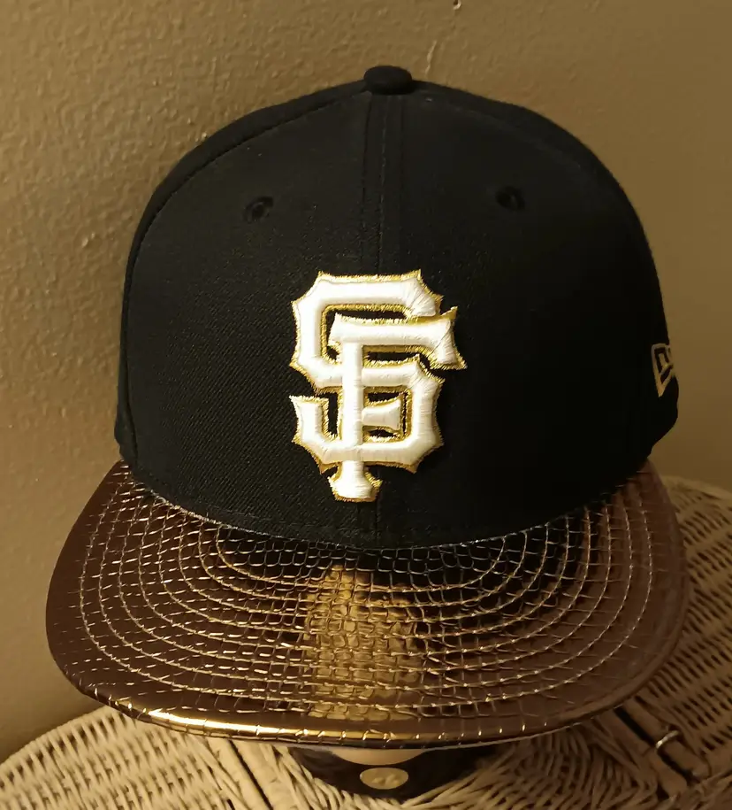 San Francisco Giants Gold Baseball Cap Bling Blang Hat fitted 7 3/8 New Era