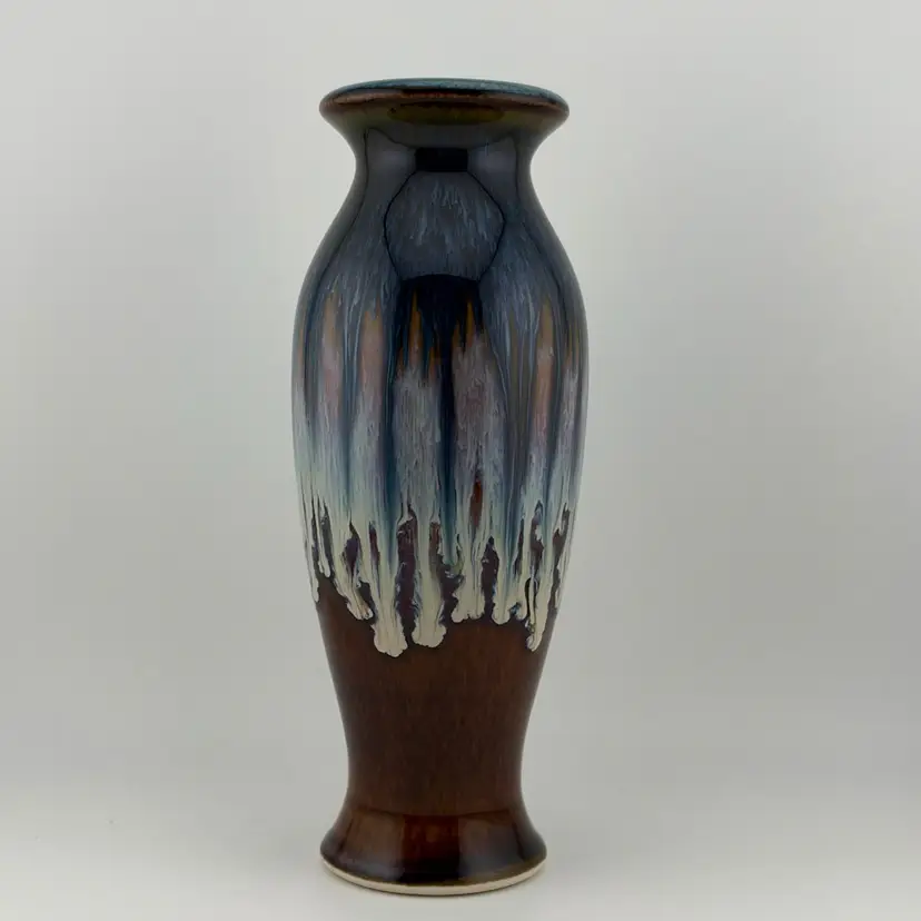 Bill Campbell Drip Glaze Pottery Vase 2.75”x 7.5”