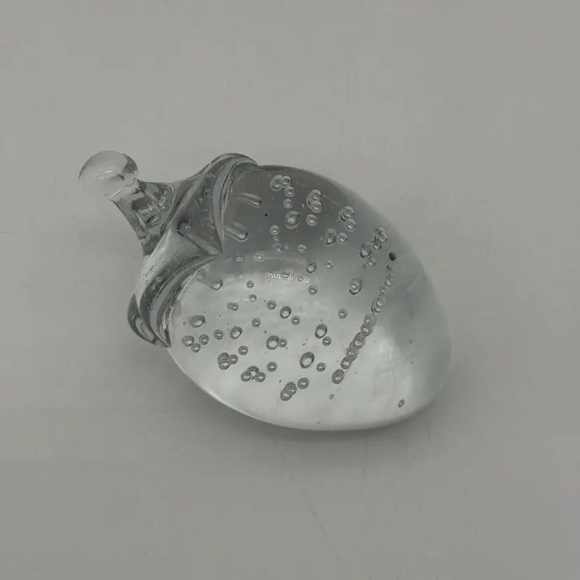 Vintage Controlled Bubble Clear Art Glass Strawberry Paperweight