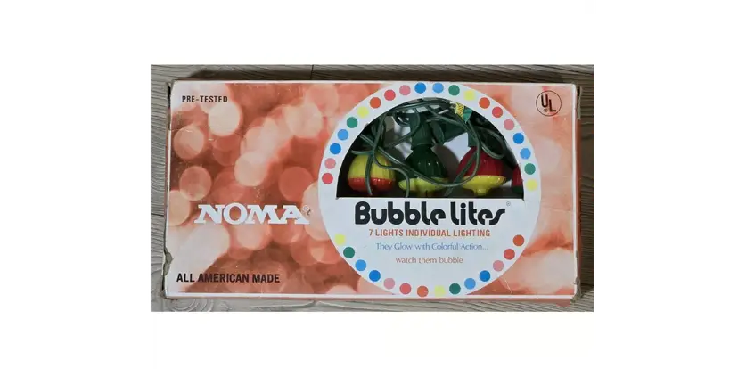 Vintage Lot Of 7 Noma Bubble Lites Lights Parts - All American Made /w Box