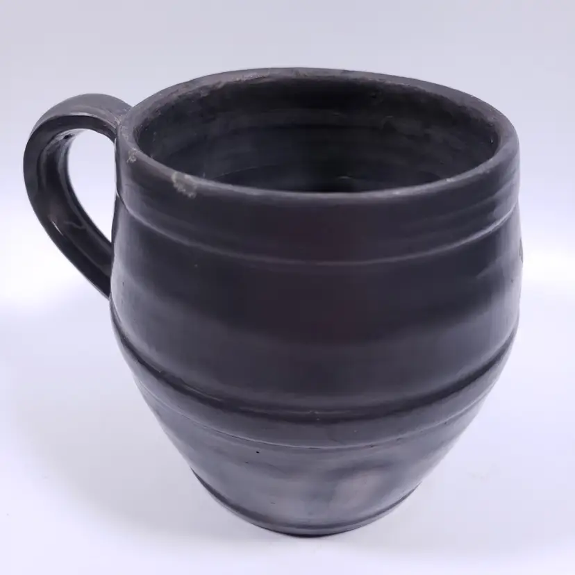 Vtg LAMA OAXACA MEXICO Barro Negro Hand Crafted Primitive BLACK POTTERY MUG