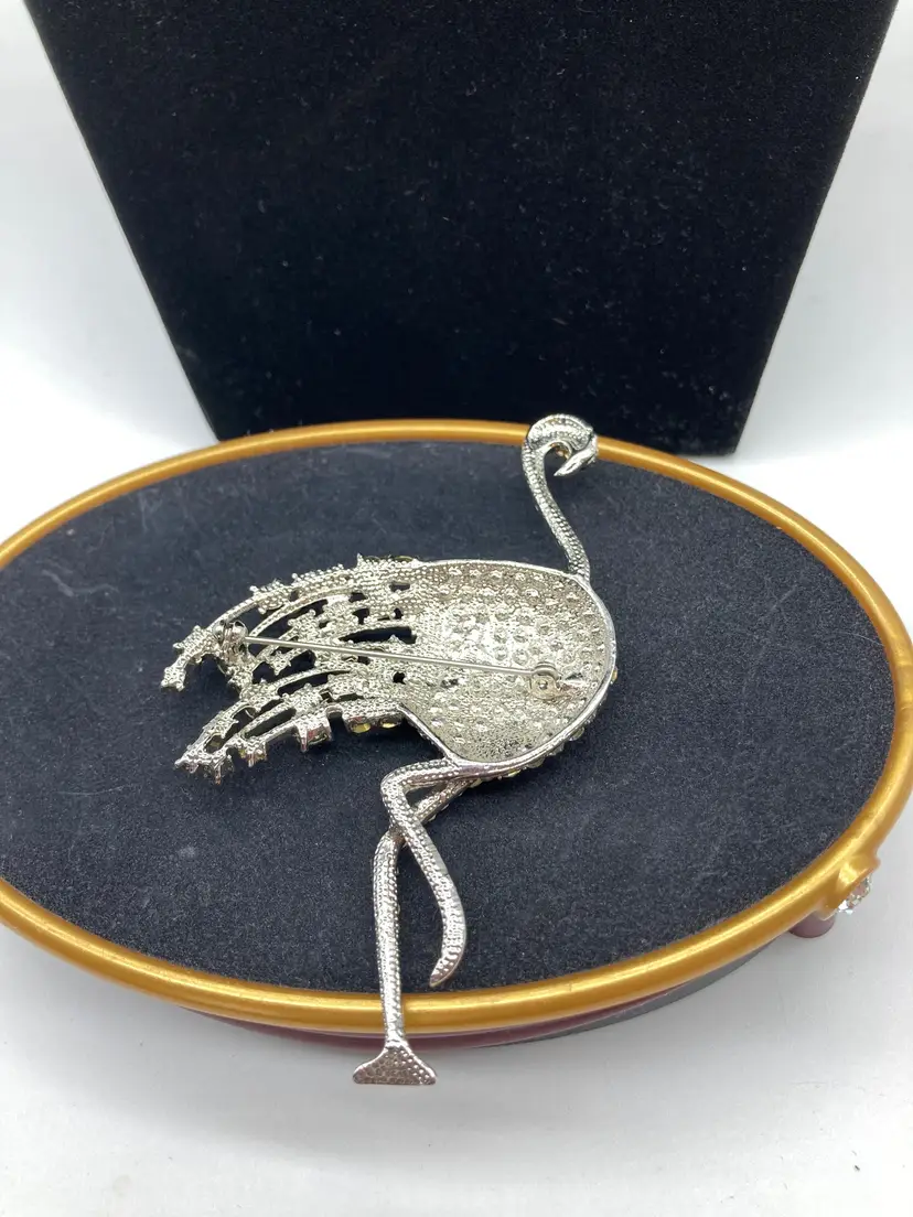 Large Clear Stone Rhinestone Flamingo