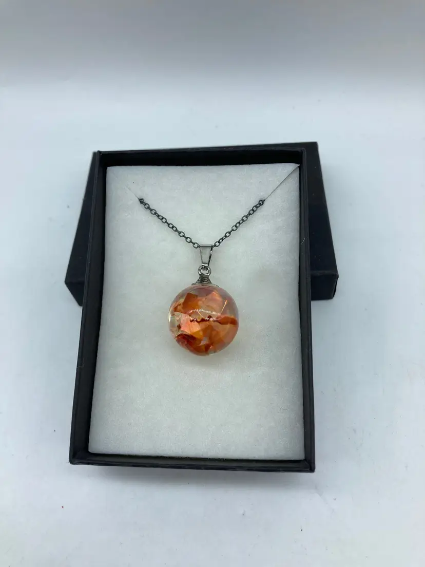 2- Resin Orb Necklace with Silver Chain