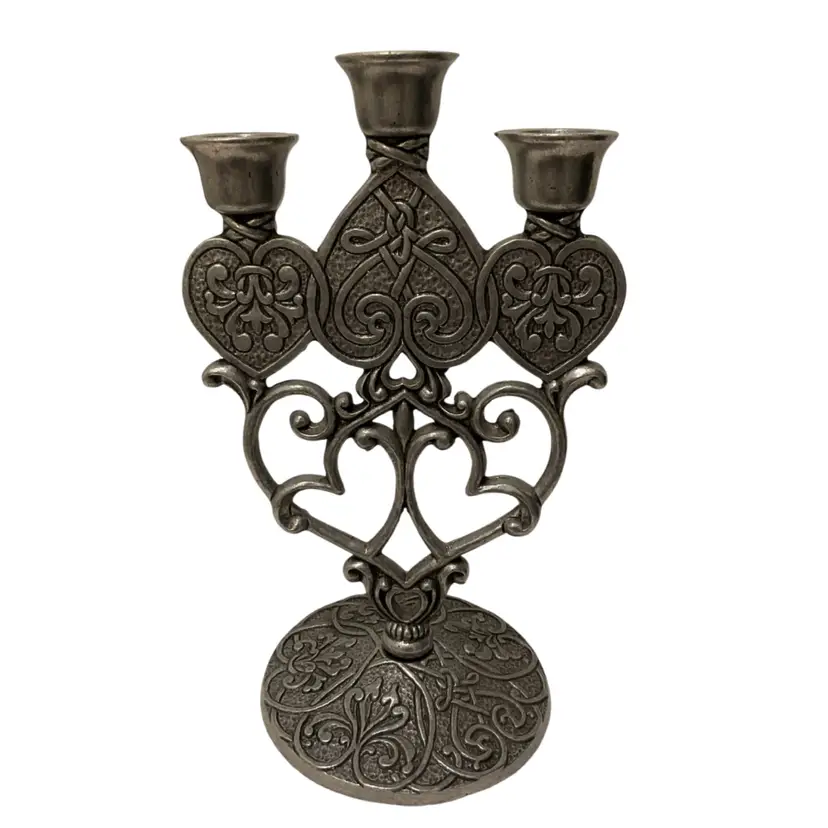 1996 “Forevermore” Pewter Candelabrum Hearts & Celtic Knot