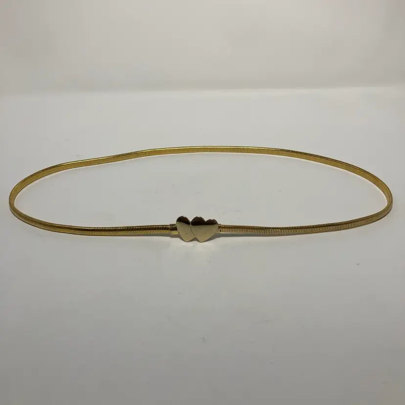 Gold Tone Double Heart Belt! 29”-35”!