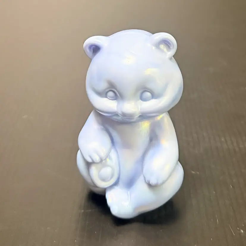 Vintage Fenton Purple Slag Glass Sitting Bear Figurine Handmade USA