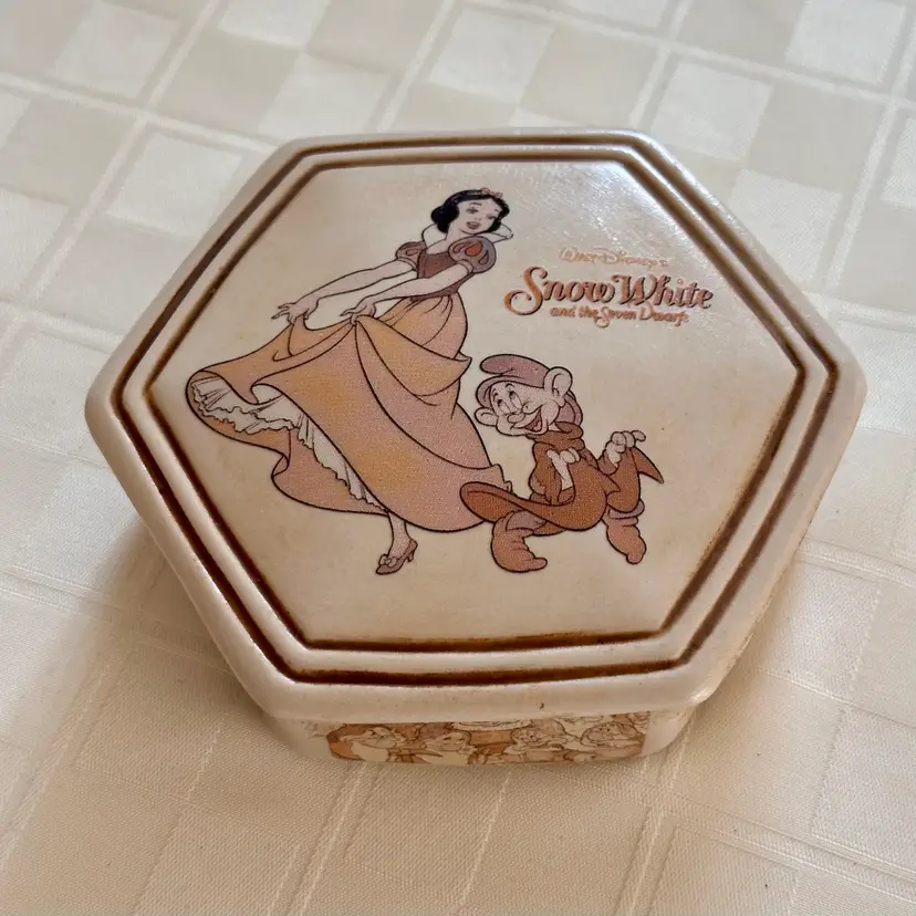 Snow White 70Th Anniversary Disney Jewelry Trinket Box. Porcelain.