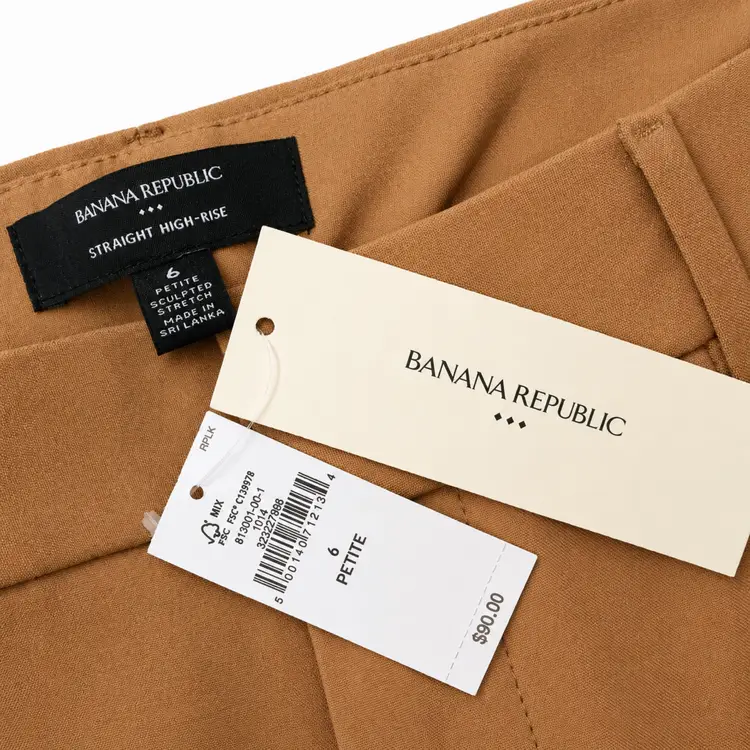 Banana Republic Women’s Straight High Rise Sculpted Trousers Brown 6 Petite NWT