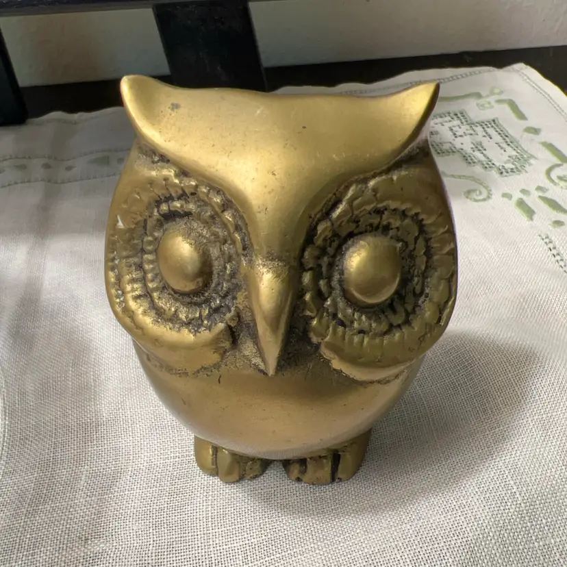 Vintage Solid Brass Owl 4”