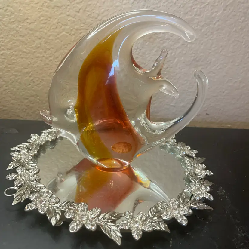EXQUISITE Seguso Murano Italy Sommerso 6” Angel Fish Figurine