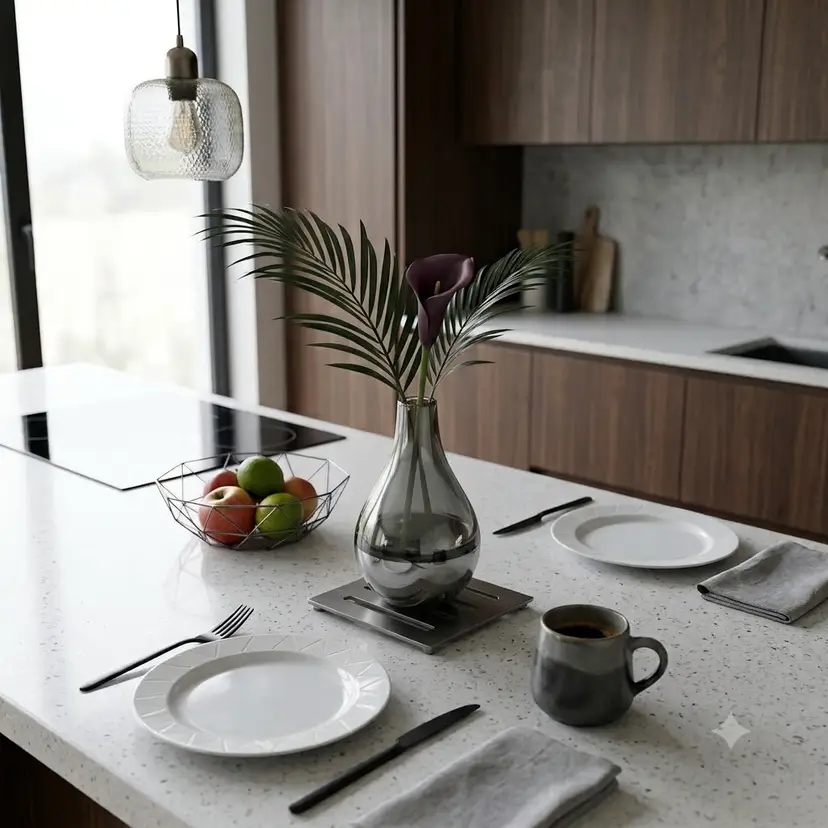 Modern Bud Vase with Thick Smoky Gray Glass