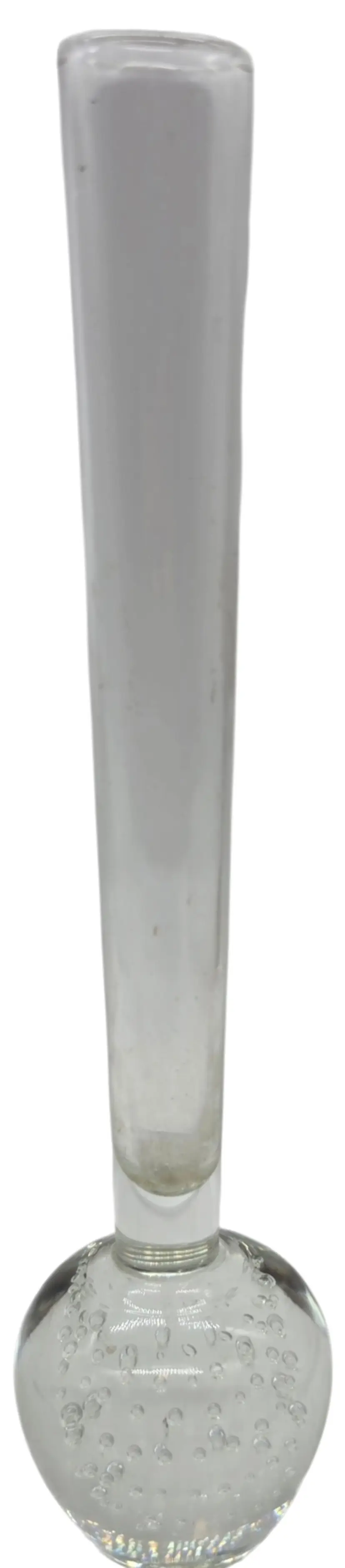CLEAR ART GLASS APPLE BOTTOM CONTROLLED BUBBLE BUD VASE PAPERWEIGHT