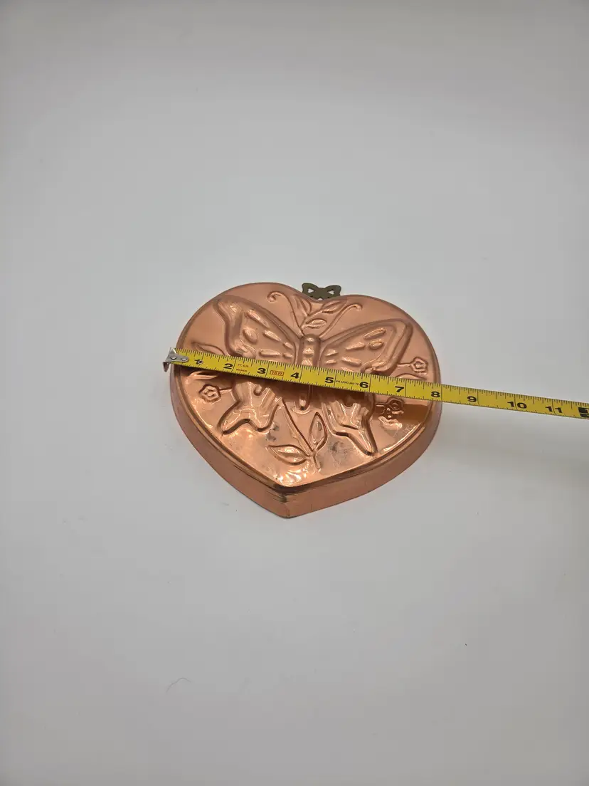 TWO copper heart decor hangy things